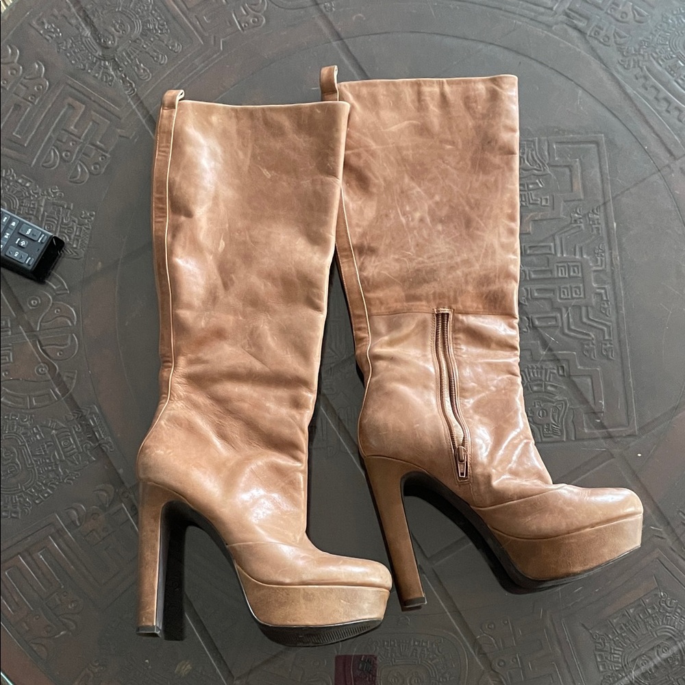 Tan Leather Jessica Simpson Stiletto Boot Size 8.5
